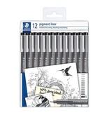 Staedtler Staedtler fineliner Pigment Liner, 12 fineliners, zwart