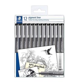 Staedtler Staedtler fineliner Pigment Liner, 12 fineliners, zwart