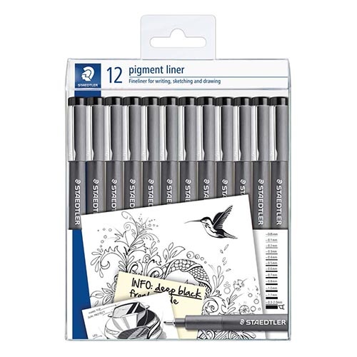 Staedtler Staedtler fineliner Pigment Liner, 12 fineliners, zwart