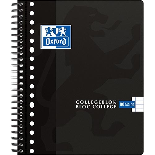 Oxford Oxford School collegeblok, ft A5+, 160 bladzijden, 17 gaats, kantlijn, gelijnd, zwart