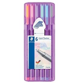 Staedtler Staedtler fineliner Triplus, opstelbare box met 6 pastelkl.