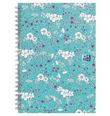 Oxford Oxford Floral hardcover spiraalschrift, ft B5, 60 vel, geruit 5 mm, turkoois