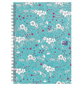 Oxford Oxford Floral hardcover spiraalschrift, B5, 60 vel, turkoois