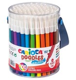 Carioca Carioca viltstift Doodles, 100 stiften in een plastic pot