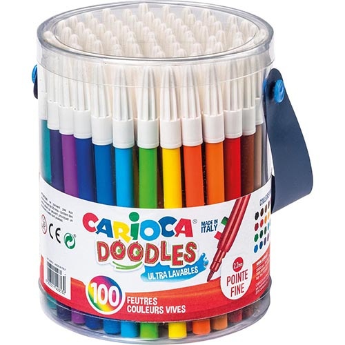 Carioca Carioca viltstift Doodles, 100 stiften in een plastic pot