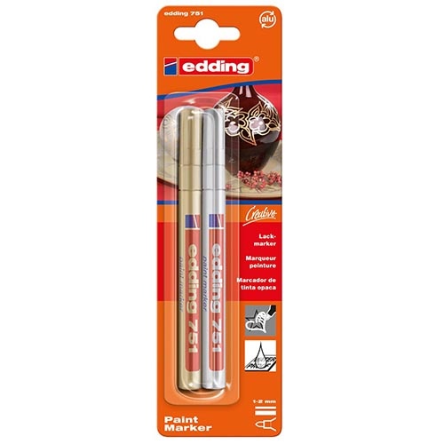 Edding Edding paintmarker e-751 Professional 2 st., goud en zilver