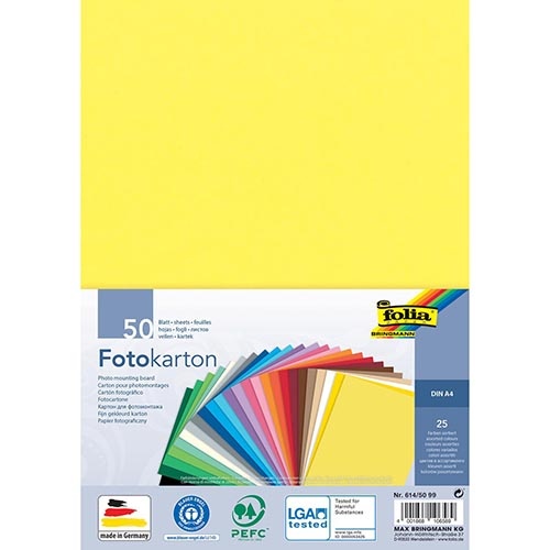 Folia Folia gekleurd fotopapier, 300 g, ft 21 x 29,7 cm, A4, geassorteerde kleuren, pak van 50 vel