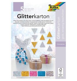 Folia Folia Glitterkarton (zilver, goud, roze, blauw en mix)