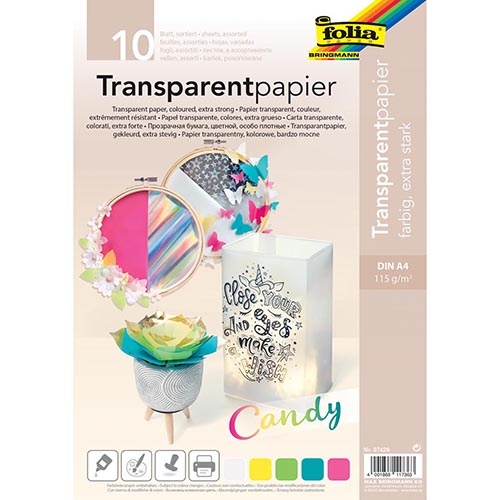 Folia Folia transparant papier, 10 vel in 5 geassorteerde kl.