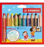 Stabilo STABILO woody 3in1 kleurpotlood, etui van 10 stuks, assorti