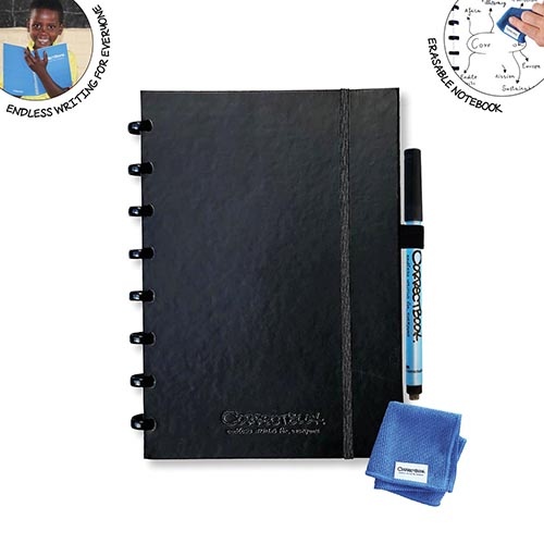 Correctbook Correctbook A5 Hardcover: uitwisbaar notitieboek, zwart