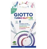 Giotto Giotto Turbo glitter viltstiften, kartonnen 8 st. pastel kl.