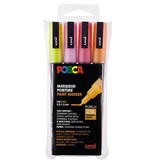 Posca Posca paintmarker PC-3M, 4 markers, geel-oranje-roze-rood