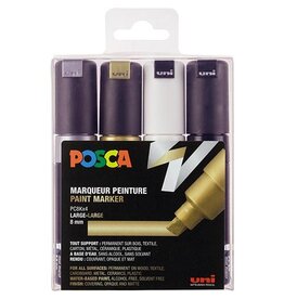 Posca Uni POSCA paintmarker PC-8K, 8 mm, etui van 4 stuks, in geassorteerde kleuren