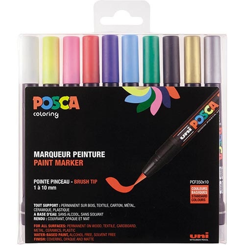 Posca Uni POSCA paintmarker PCF-350, 1 - 10 mm, etui van 10 geassorteerde kleuren
