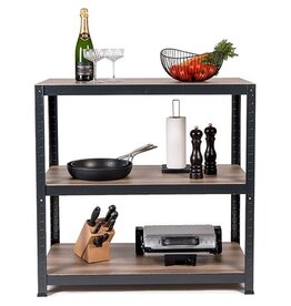Avasco Avasco rek Home Table, ft 88 x 90 x 45 cm, 3 legborden, uit metaal, zwart