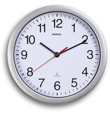 Maul MAULrun wandklok, radiogestuurd, diameter 25,2 x 5 cm, kunststof kader, zilver
