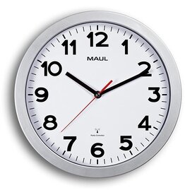 Maul MAULstep wandklok, radiogestuurd, diameter 30 x 5 cm, kunststof kader, zilver
