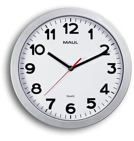 Maul MAULstep wandklok, quartz, diameter 30 x 5 cm, kunststof kader, zilver