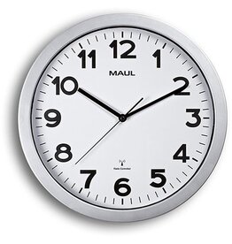 Maul MAULstep wandklok, radiogestuurd, diameter 35 x 5 cm, kunststof kader, zilver