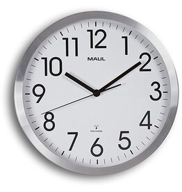 Maul MAULmove wandklok, radiogestuurd, diameter 30,5 x 4,5 cm, aluminium kader