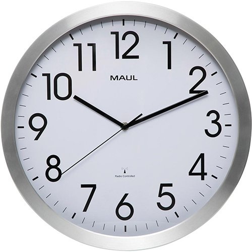 Maul MAULmove wandklok, radiogestuurd, diameter 40 x 5,2 cm, aluminium kader