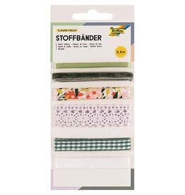 Folia Folia stoffen linten, 6 geassorteerde kleuren, totale lengte 5,5 m, flower fields
