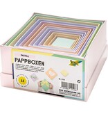 Folia Folia dozen voor decoratie, vierkant, uit karton, pak van 12 stuks in geassorteerde maten, pastelkleuren