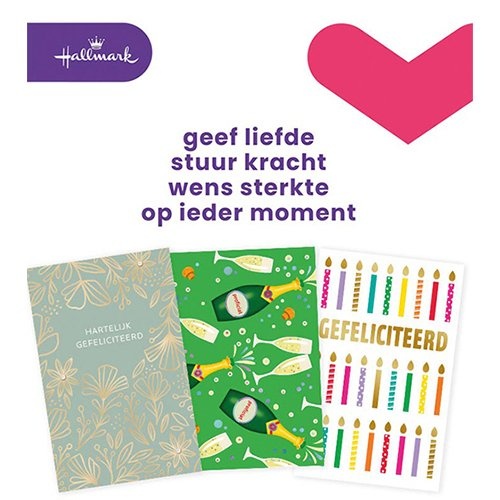 Hallmark Hallmark navulset wenskaarten, felicitatie, pak van 6 stuks