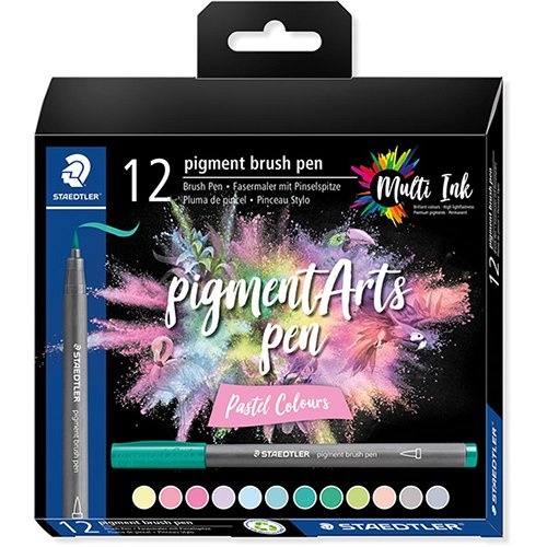 Staedtler Staedtler Pigment Arts brush pen, etui van 12 stuks, Pastel Colours