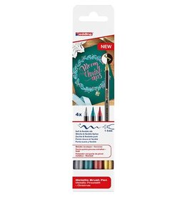 Edding Edding metallic brushpen Christmas e-1340, set van 4st.