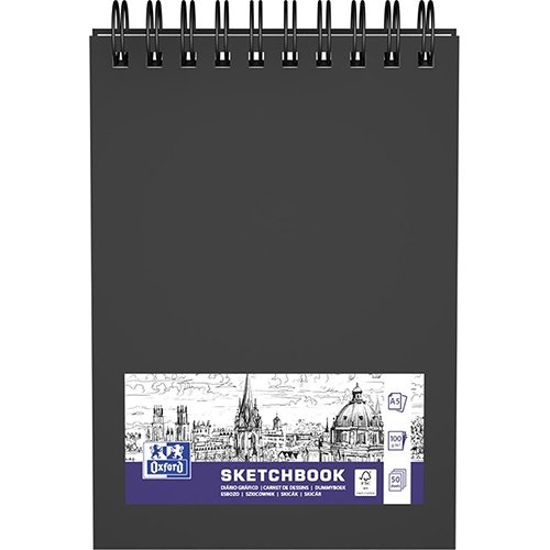 Oxford Oxford schetsboek, 100 g/m², ft A5, zwart, 50 vel