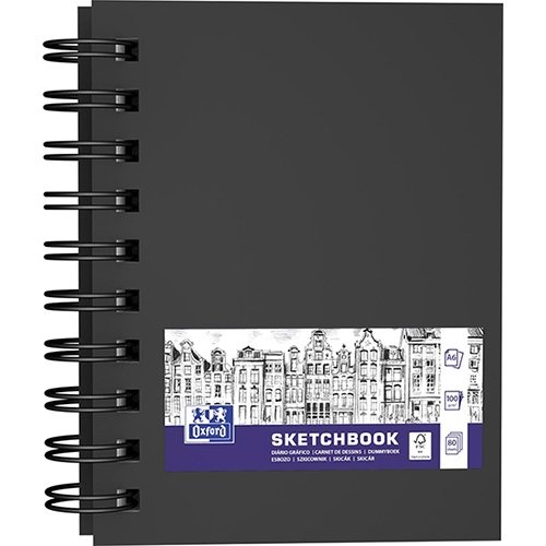 Oxford Oxford schetsboek, 80 vel, 100 g/m², ft A6, zwart [5st]