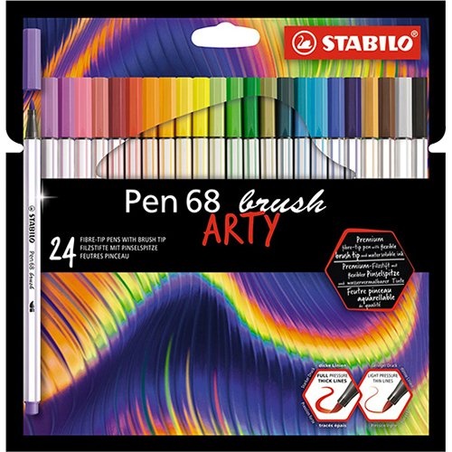 Stabilo STABILO pen 68 brush ARTY, etui van 24 stuks, assorti