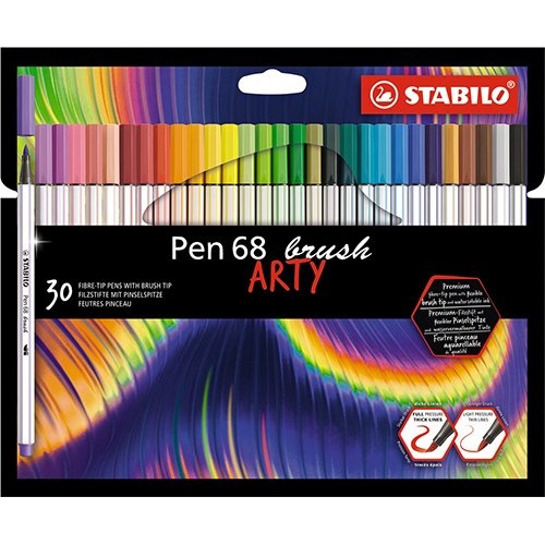 Stabilo STABILO pen 68 brush ARTY, etui van 30 stuks, assorti