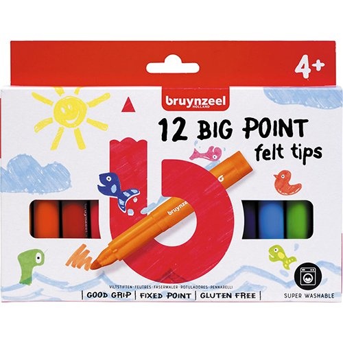 Bruynzeel Kids Bruynzeel Kids viltstiften Big Point, set van 12 stuks, assorti