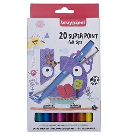 Bruynzeel Bruynzeel Kids viltstiften Super Point, set van 20 stuks in geassorteerde kleuren