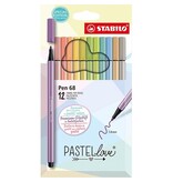 Stabilo STABILO Pen 68 viltstift, pastel, etui van 12 stuks [6st]