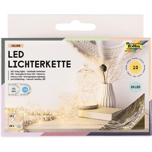 Folia Folia lichtslinger LED, 20 LED's, 2,20 m, op batterijen, pak van 10 stuks