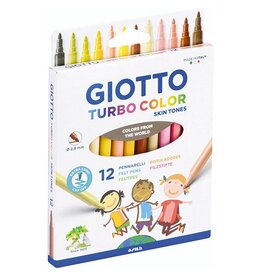 Giotto Giotto Turbo Color Skin Tones viltstiften, etui van 12 stuks
