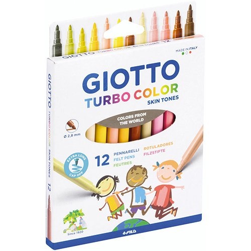 Giotto Giotto Turbo Color Skin Tones viltstiften, etui van 12 stuks