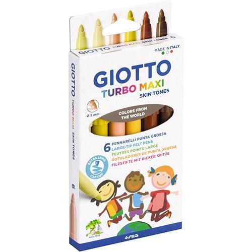 Giotto Giotto Turbo Maxi Skin Tones viltstiften, etui van 6 stuks