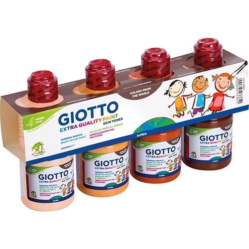 Giotto Giotto Extra Quality Skin Tones plakkaatverf, 250 ml, pak van 4 flesjes