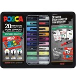 Posca Posca paintmarkers, metalen doos van 20 stuks, assorti, ontwerp Stickers Graffiti