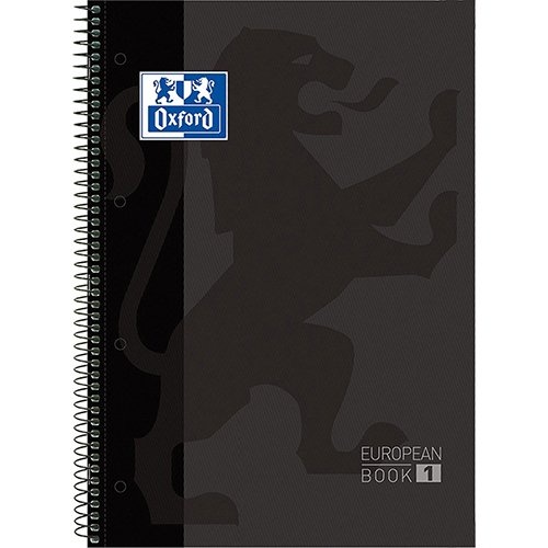 Oxford Oxford School Classic Europeanbook spiraalblok, ft A4+, 160 bladzijden, geruit 5 mm, zwart