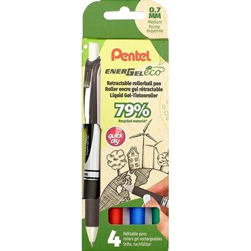 Pentel Pentel roller Energel BL77E-4, 0,7 mm, assorti, set van 4 stuks