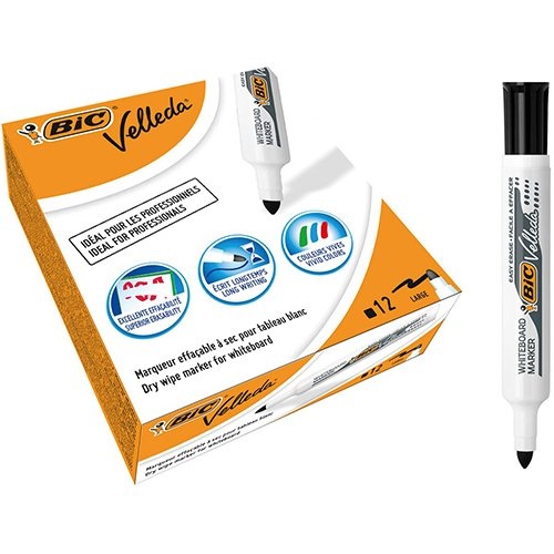 Velleda Bic whiteboardmarker Velleda 1711 zwart — levering per 12