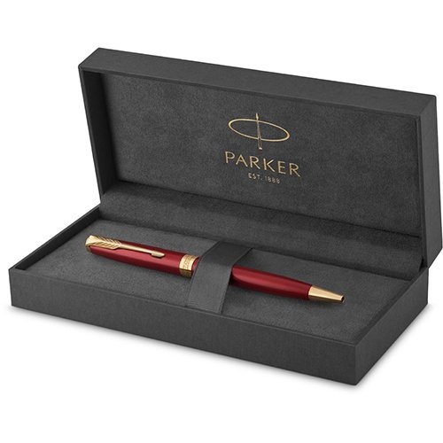 Parker Parker Sonnet balpen, rood/goud, medium, in giftbox