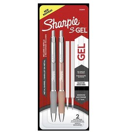 Sharpie Sharpie S-gel roller, medium punt, zwarte inkt, blister van 2 stuks in metallic kleuren met 2 vullingen
