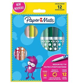 Paper Mate Paper Mate uitwasbare viltstift, blister van 12 stuks